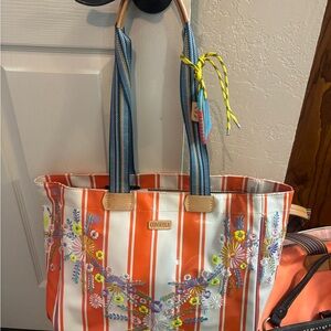 Consuela Vibrant Orange and White Floral Tote